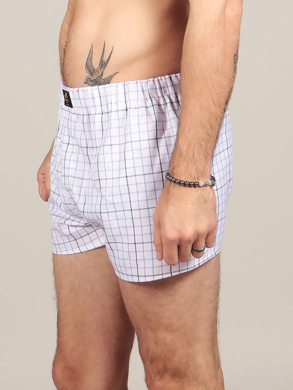 CHEQUERED COTTON BOXERS – MULTICOLOURED