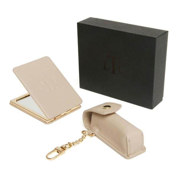 Alice Wheeler LTC 2-Piece Gift Set – Compact Mirror & Lipstick Holder - Stone
