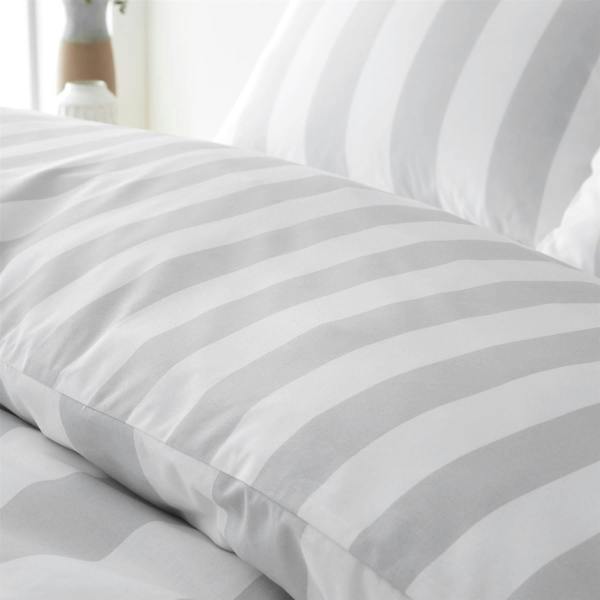 Cove Stripe Silver Duvet Cover Set