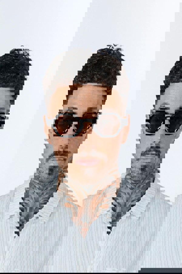 SVNX Round Hexagon Sunglasses in Black Brown