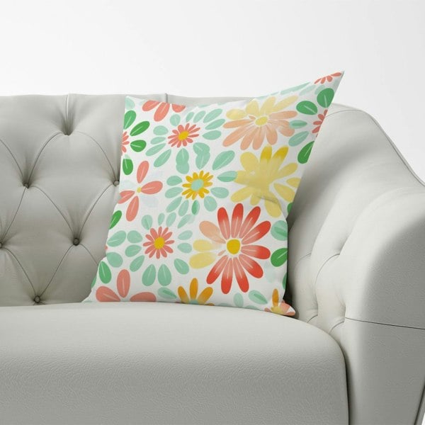 Warren Reed Green and Yellow Flowers Cushions