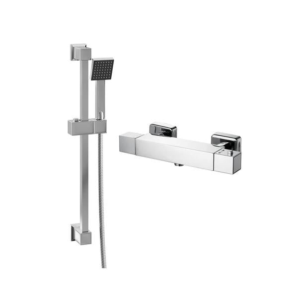 Flode Pitea Shower | SQ Thermo Bar Valve & SQ Slide Rail Kit | Chrome