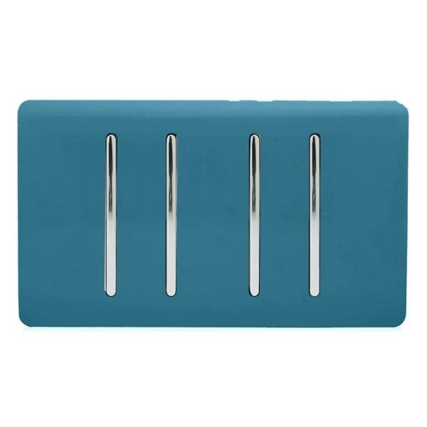 Trendi Switch 4 Gang Intermediate Rocker Light Switch in Ocean Blue