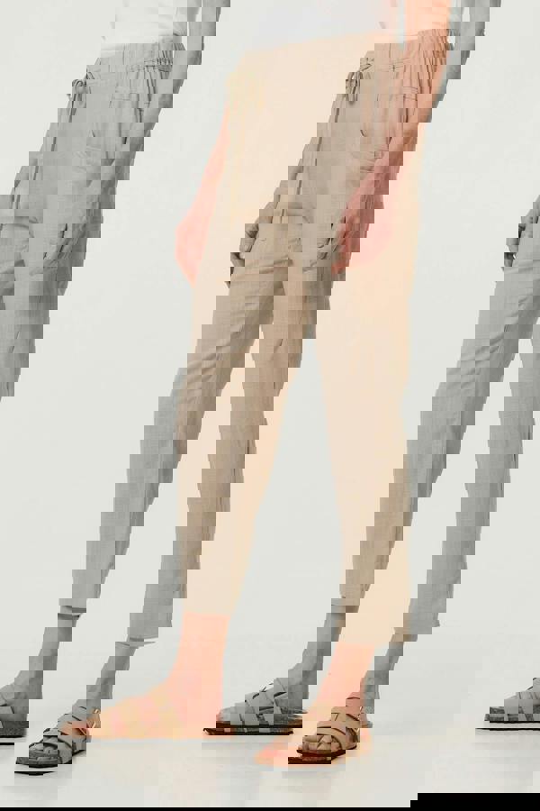 Linen | Drawstring Tie Front Relaxed Trousers