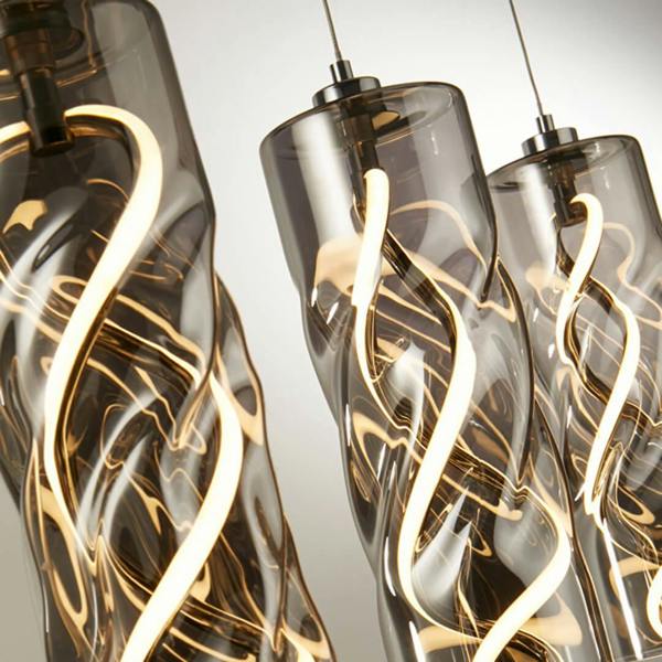 Pagazzi Lighting Demeter 3 Light Black Smoke Glass LED Ceiling Pendant Bar