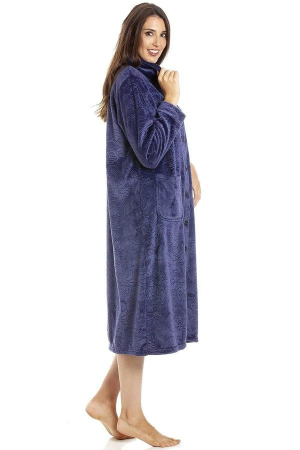 Womens Rose Embossed Button Up Housecoat