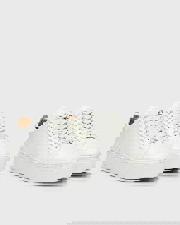 BOSS Orange Gary Tenn Mens Leather Low-Top Trainers with Branded Lace Loop NOS - Open White 112