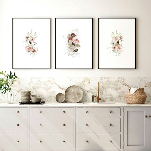 Art for the kitchen | set of 3 Shabby Chic wall art prints