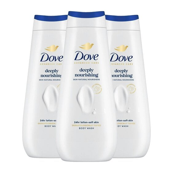 Dove Advanced Care Deeply Nourishing Body Wash 24H Micromoisture, 3x400ml