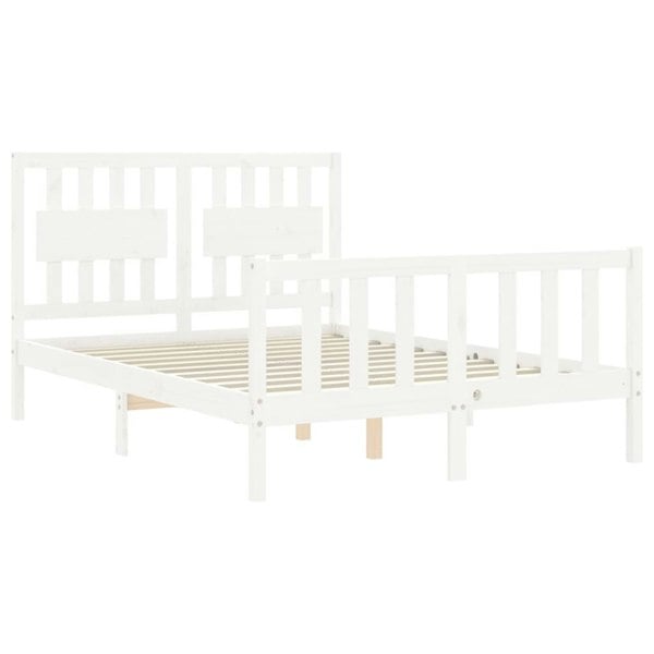 Berkfield Bed Frame with Headboard White 140x190 cm Solid Wood