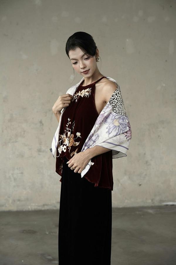 Lilac & Violet Leopard Twill Silk Scarf – Printed Mulberry Silk, Gift for Her