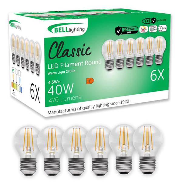 BELL Lighting E27 Filament LED Golf Ball 4.7W Energy Saving Light Bulb