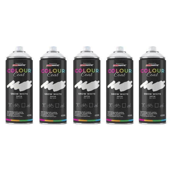 Colour Coat 5X Snow White RAL 9010 Satin Spray Paint 400ml