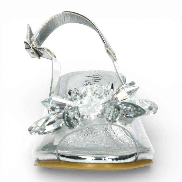 Laura Vita Mily 22 - Women’s Clear Silver Slip-On Heel Sandals