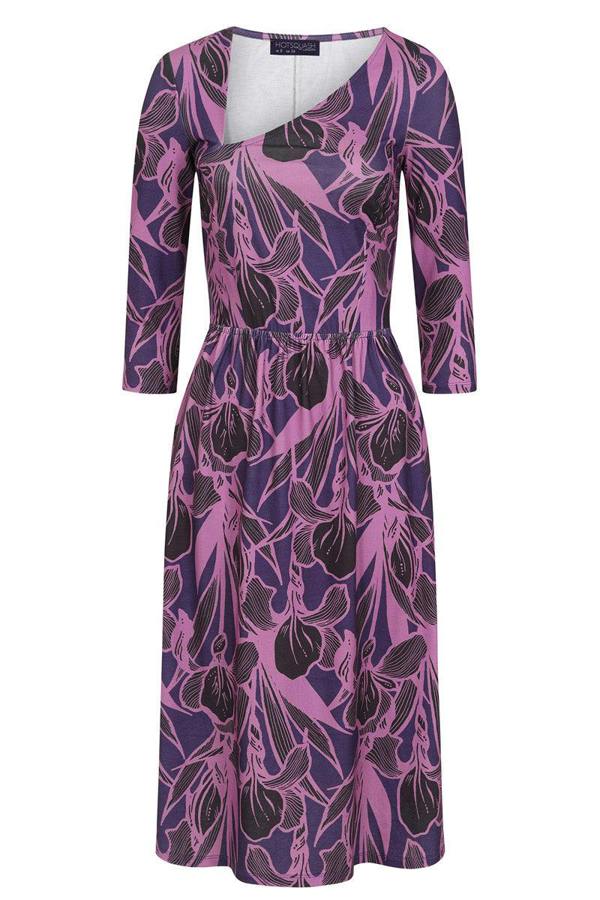 HotSquash Asymmetric Neckline Midi Dress