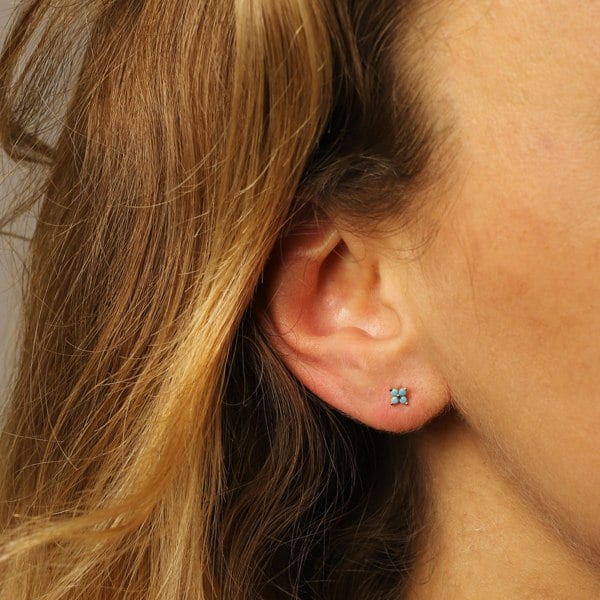 Gold Trip Blue Crystal Flower Studs