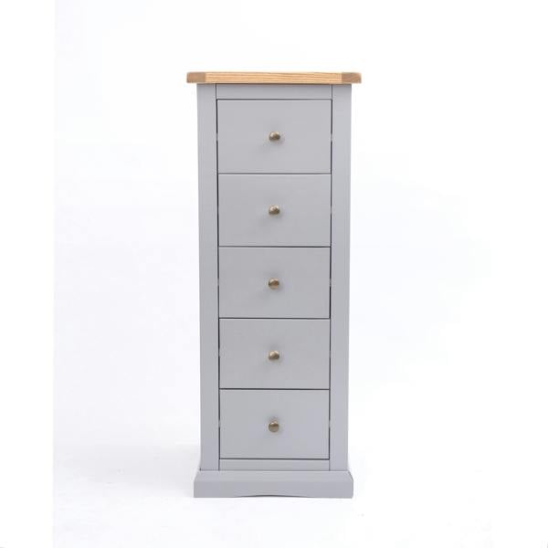 Rocca 5 Drawer Narrow Chest of Drawers Brass Knob
