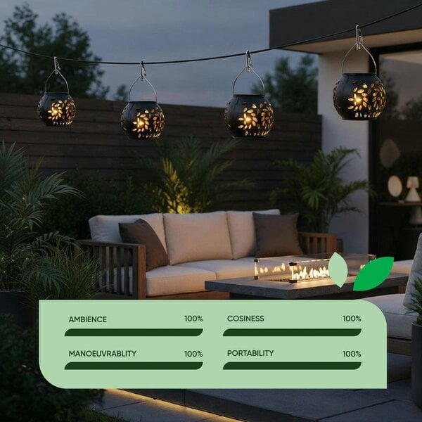 Gardenwize Pack of 4 Hanging Versatile Solar Lanterns – 2-in-1 Tabletop & Hanging LED Garden Lights