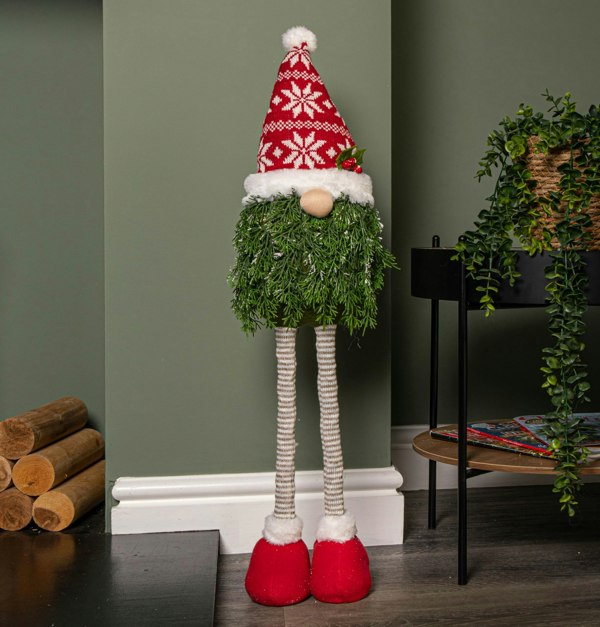 Samuel Alexander 76cm Red and White Christmas Tree Standing Gonk with Snowflake Hat and Extendable Legs
