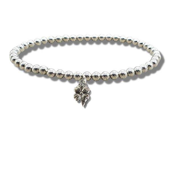 Aye Do Gifts Flower Charm Silver Beaded Bracelet