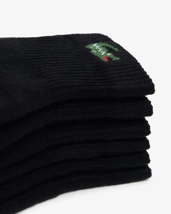 Lacoste 3 - Pack Mid - Length Mens Sport Socks - Black 031 | CHO | Designer Mens Socks