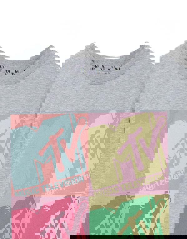 MTV Girls Grey Colour Block Short Sleeved T-Shirt