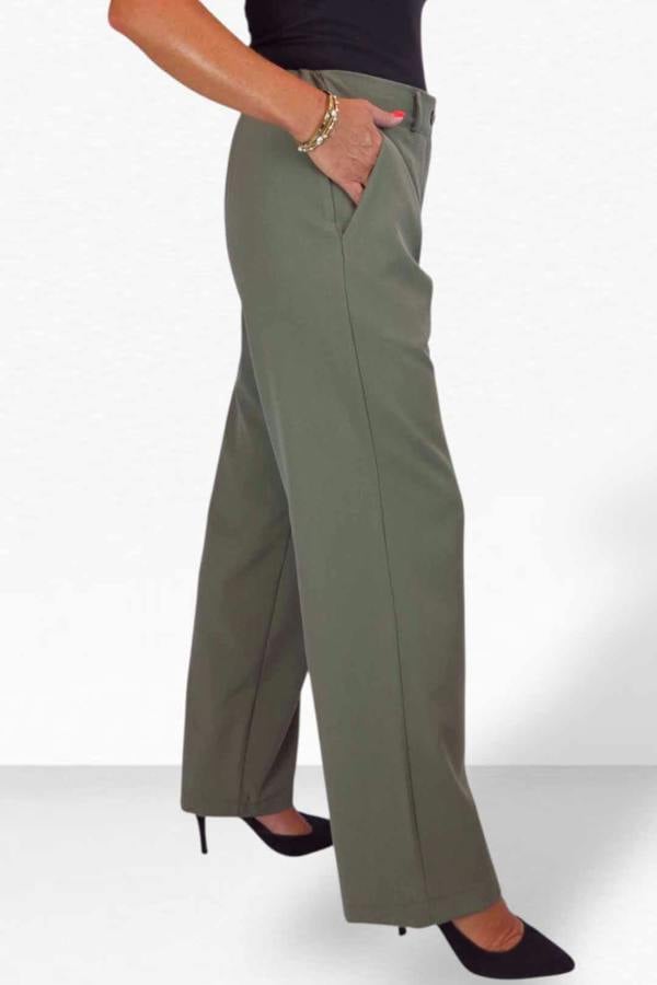 Paulo Due Women's Smart High Waist Wide Leg Trousers with Elastic Waist