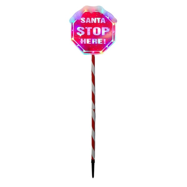 Samuel Alexander Premier Christmas Light up Santa Stop Here Garden Patio Sign 110cm