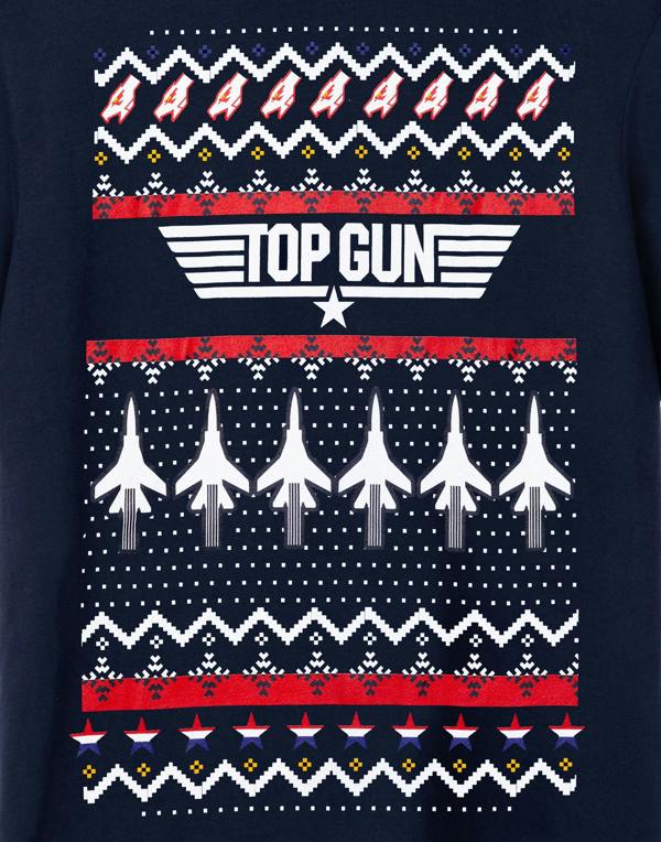 Top Gun Mens Blue Christmas Fairisle Short Sleeved T-Shirt