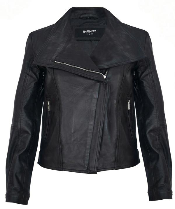 Womens Classic Leather Shawl Wrap Biker Jacket - Morpeth - Upperclass Fashions 