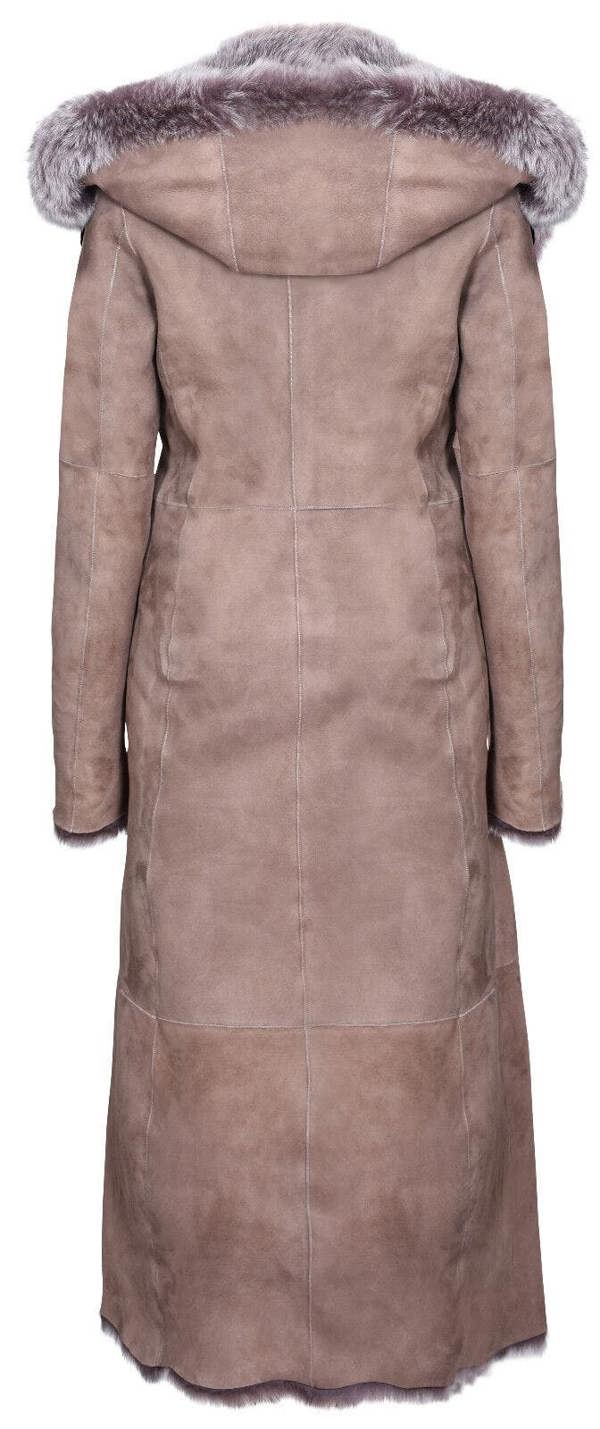 Infinity Leather Womens Suede Toscana Sheepskin Hooded Trench Coat-Fribourg