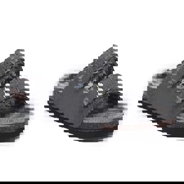 VIVASHOES Twin Strap Big Buckle Suede Cozy Slide Sandals for Women