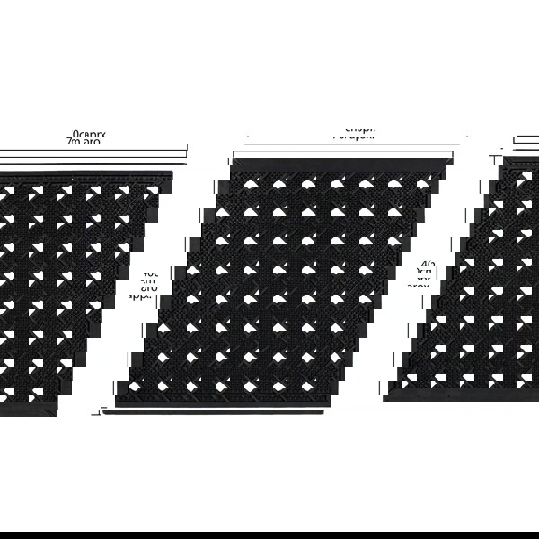 JVL Lattice Scraper Rubber Studs Doormat, 40x70cm, Black