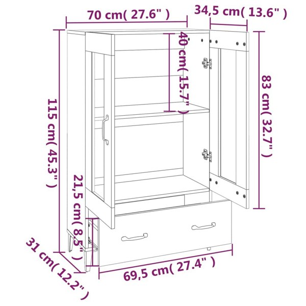 Berkfield Highboard Grey Sonoma 70x31x115 cm Engineered Wood