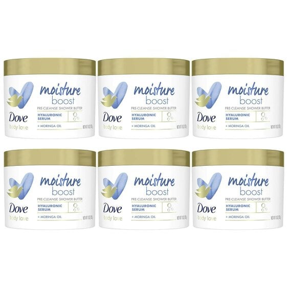 Dove Body Love Shower Butter Moisture Boost Hyaluronic Serum, Moringa Oil 6x283g