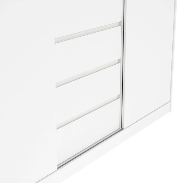 Wyld Haus Budapest White Wooden Wardrobe 3 Doors 3 Drawers