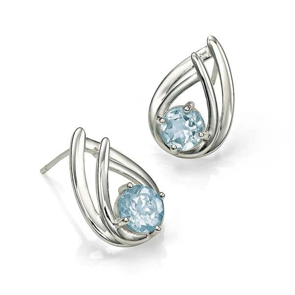 Pia Point of Clarity Blue Topaz Silver Earrings