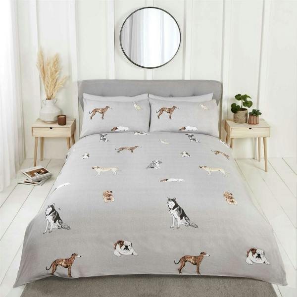 Paws and Tails DOGS Grey Duvet Cover Set