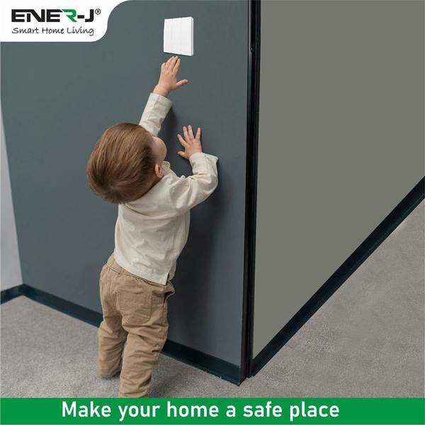 Ener-J 3-Gang Wireless Kinetic Switch & 3x 500W RF Receiver Kit, White, Battery-Free Multi-Zone Control
