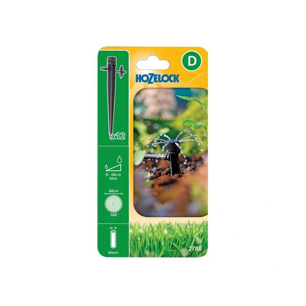 Hozelock 2788 End Of Line Adjustable Mini Sprinkler On Stake 4mm (pack 12) - Multi Colour - 