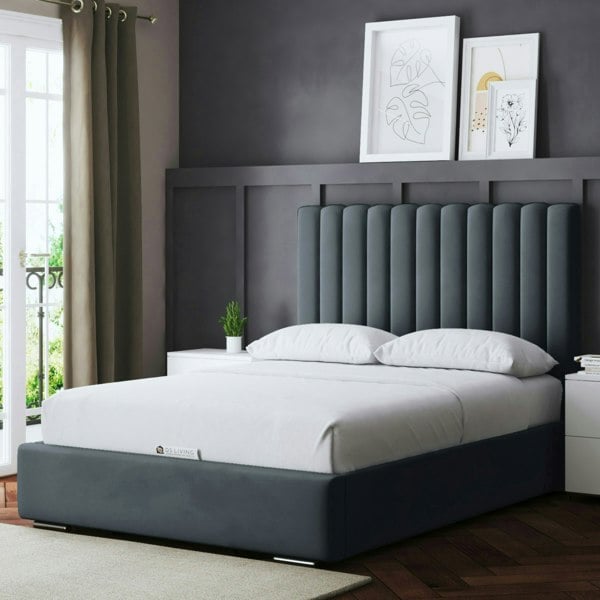 DS Living Evangeline Divan Bed with Upholstered Headboard - Grey (Steel) - King / 5ft