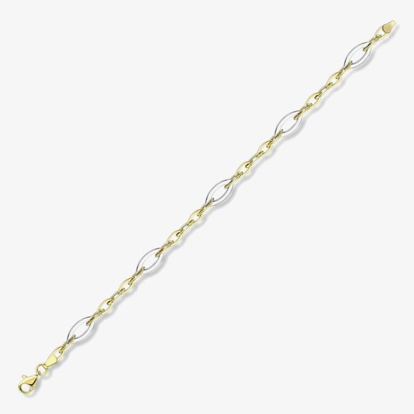 T. H. Baker 9ct Two Colour Gold Open Marquise Link Bracelet BR602-07