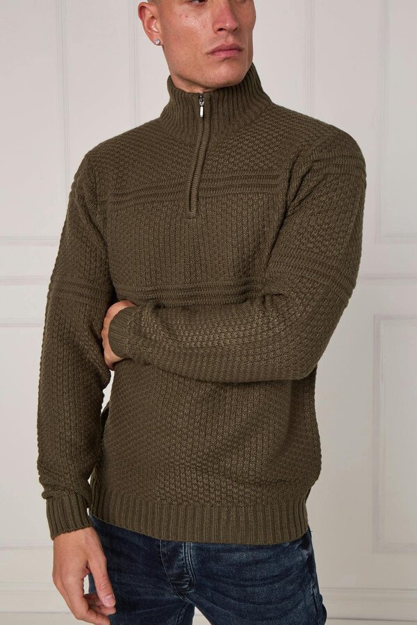 Elaina Fashion Men’s Textured Half Zip Jumper
