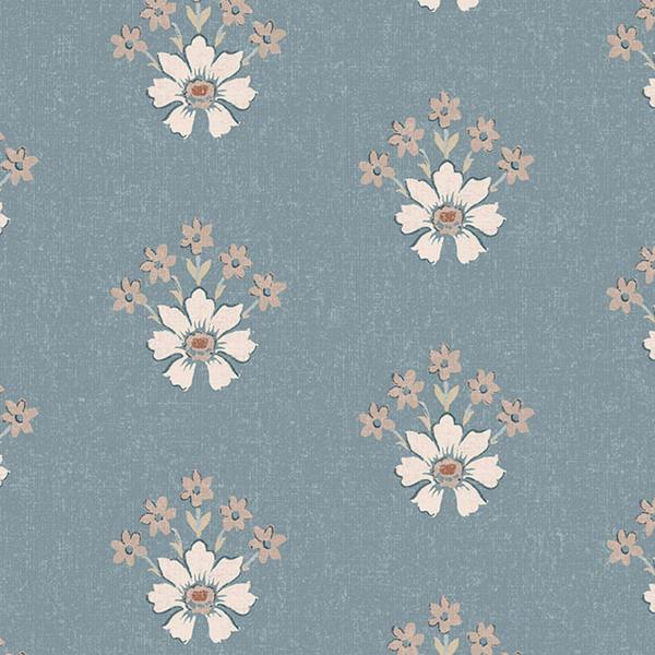 Laura Ashley Semington Floral Geo Newport Blue wallpaper