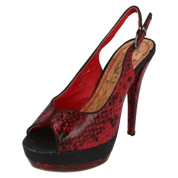 Spot On Ladies Spot On Snake Print Slingback Heels