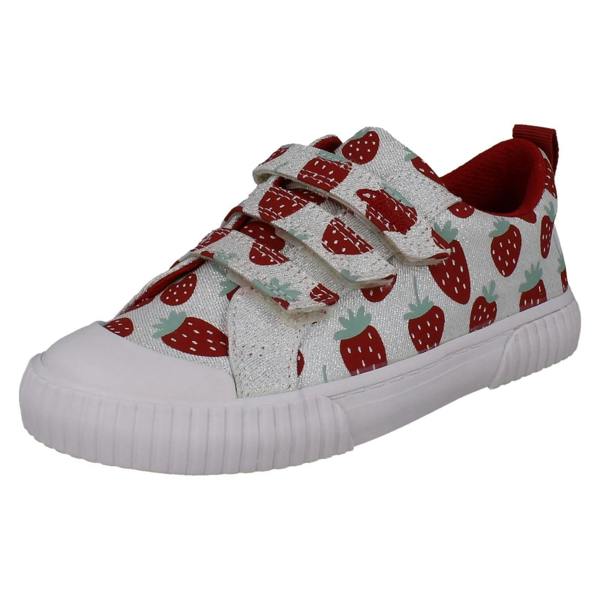 Clarks Girls Clarks Canvas Metallic Strawberry Design Shoes Foxing Fraise