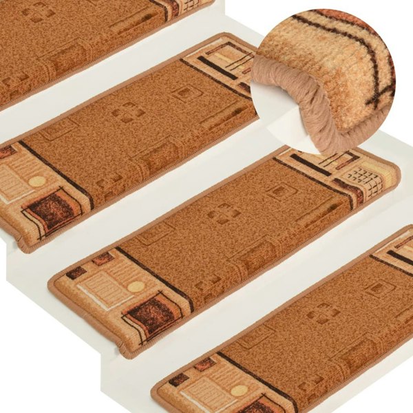 Berkfield Stair Mats Self-adhesive 15 pcs 65x21x4 cm Beige