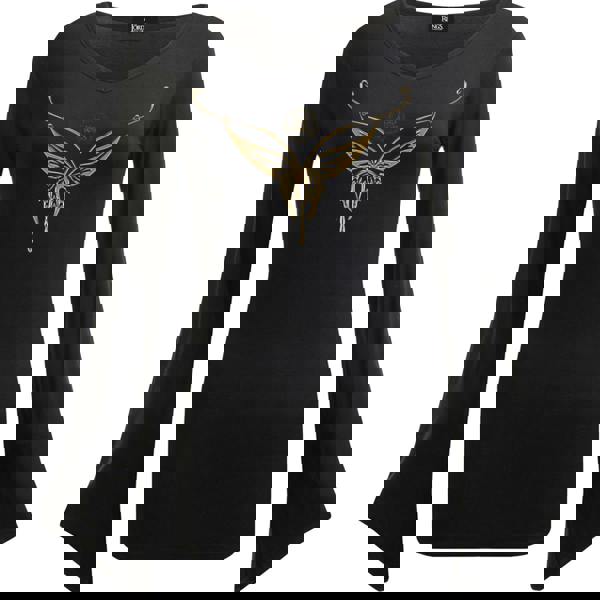 Spiral Direct LOTR - ELVEN NECKLACE - V Neck Goth Sleeve Top Black