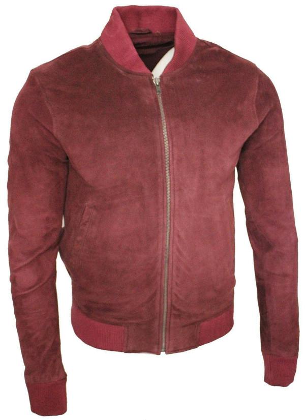 Infinity Leather Mens Varsity Soft Suede Leather Bomber Jacket
