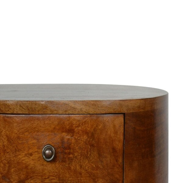 Wyld Haus Brescia Chestnut Mango Wood Oval Bedside Table 2 Drawers